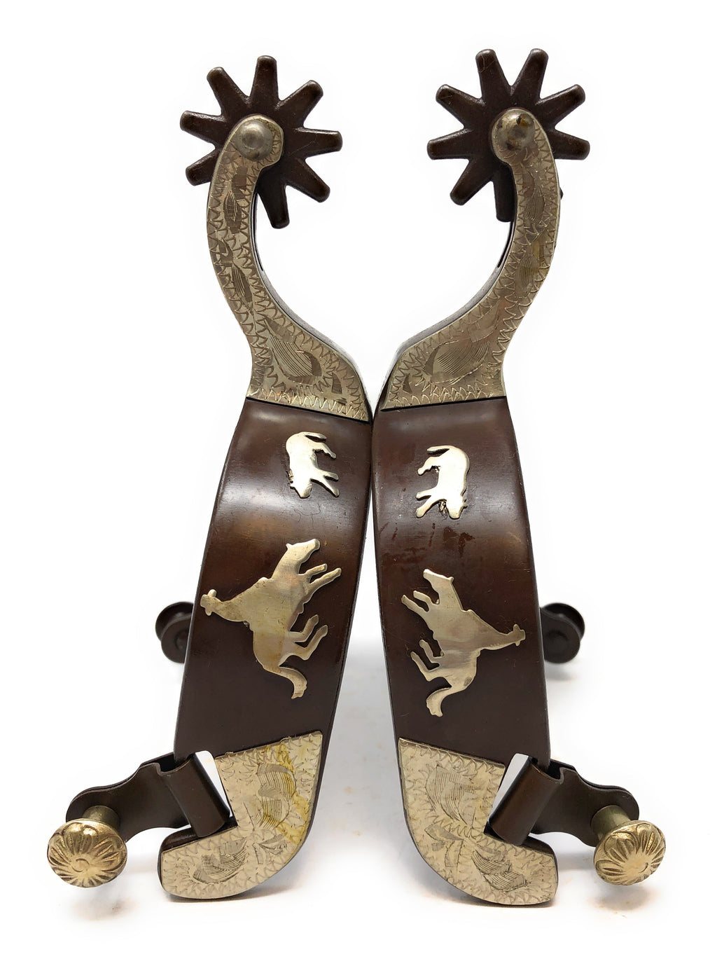 AJ Tack Men's Antique Brown Cutting Horse Spur Set