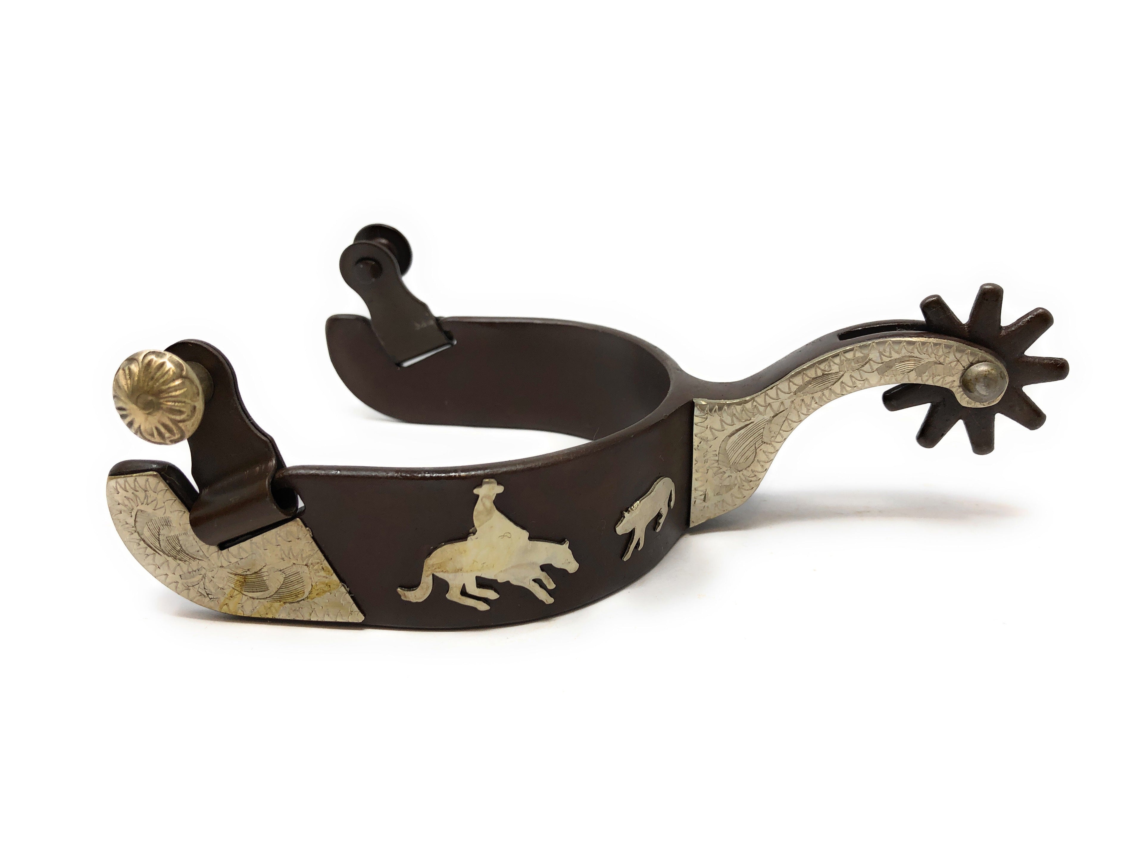 AJ Tack Men's Antique Brown Cutting Horse Spur Set