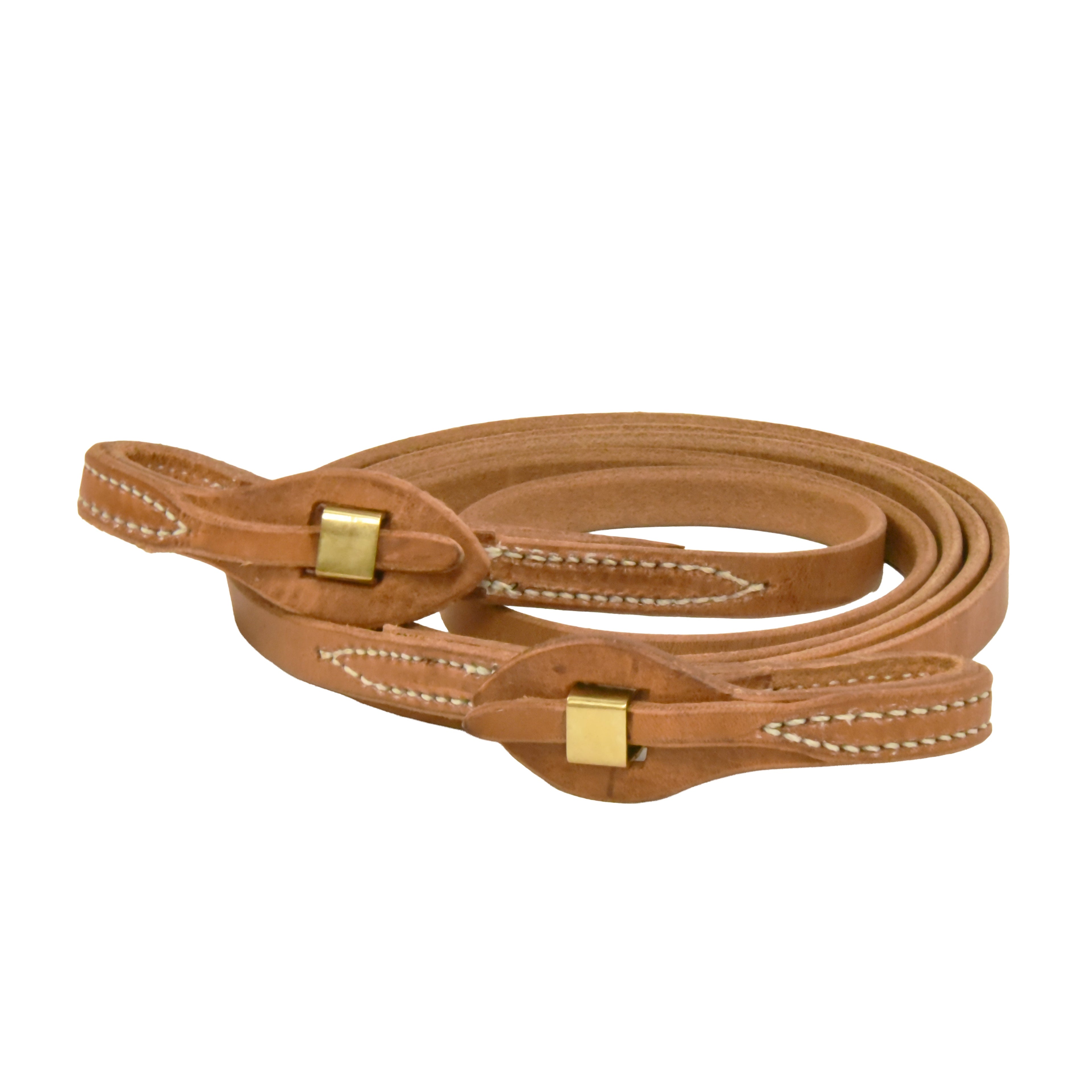 Harness Leather Brass Quick Change Roper Reins - 5/8in x 8ft