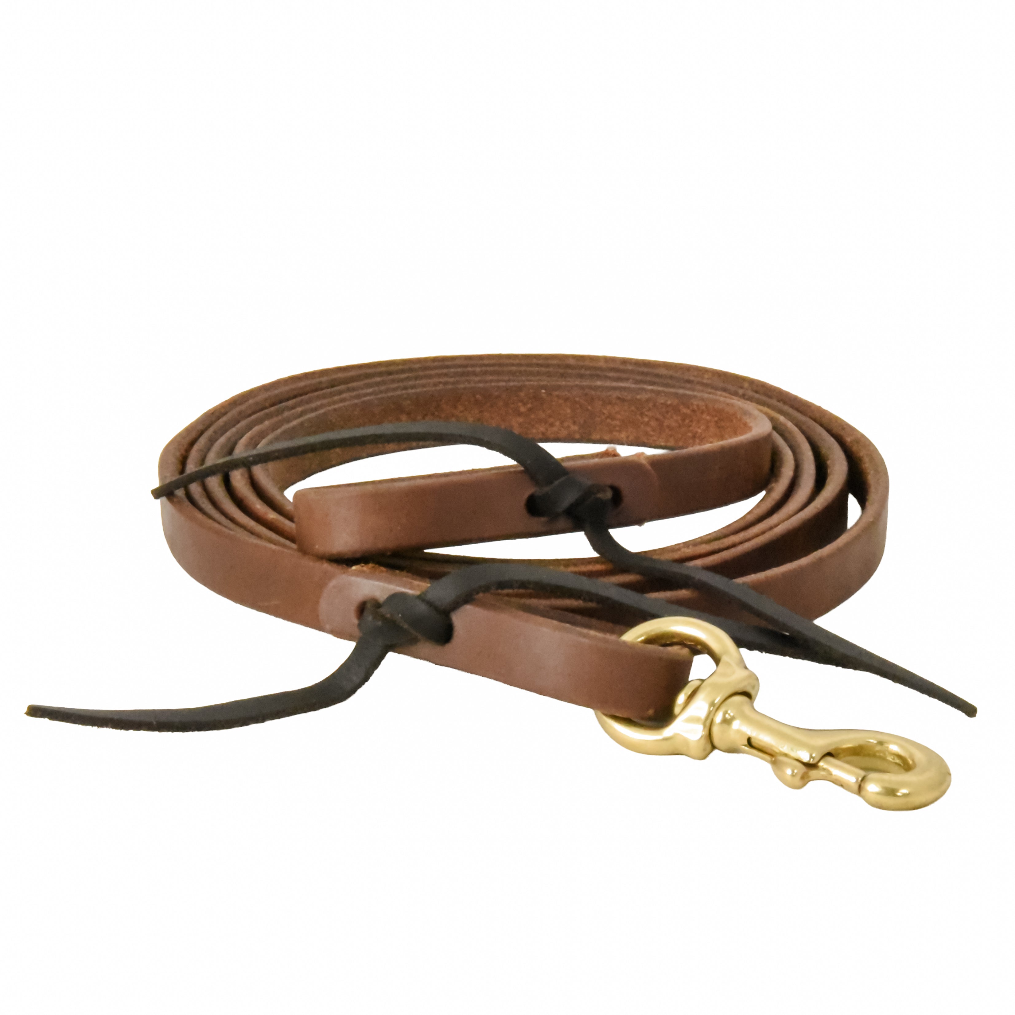 AJ Tack Oiled Harness Leather Flat Roper Reins - 5/8in x 8ft
