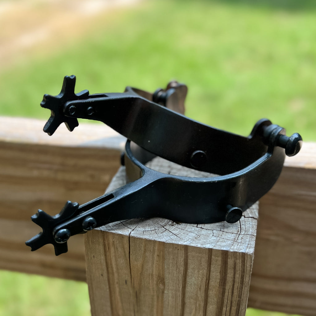 AJ Tack Men's Black Bull Riding Spurs